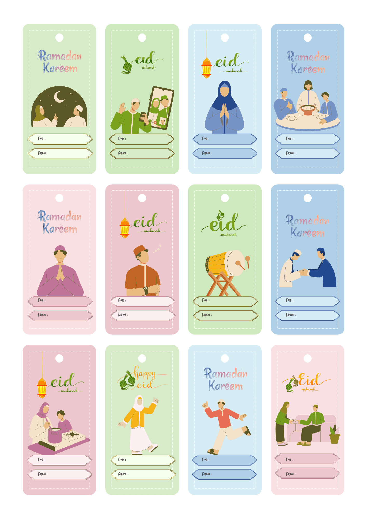 Colorful Ilustrative Eid Mubarak Ramadan Kareem - Bookmark